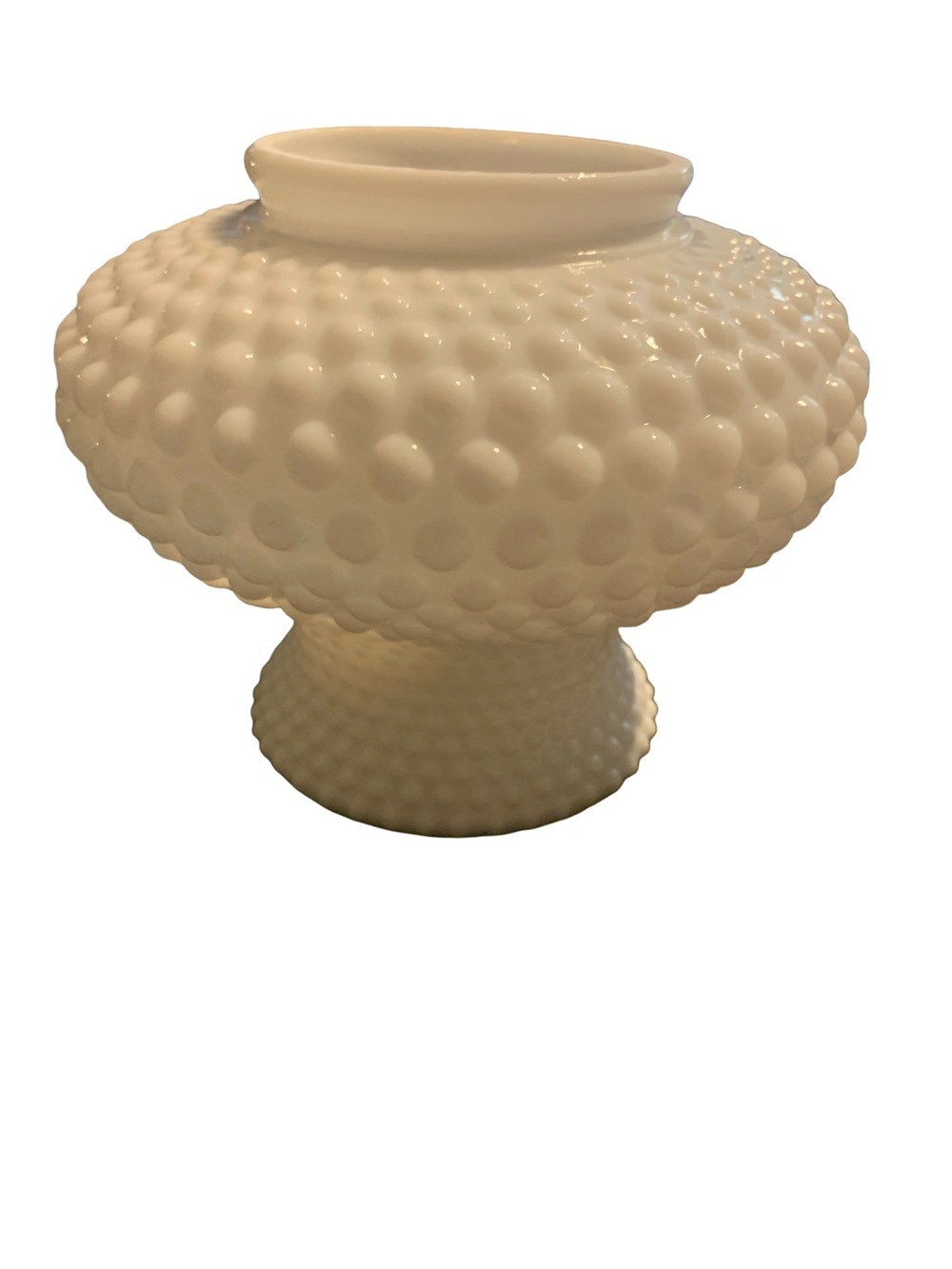 vintage white milk glass lamp shade featuring a textured hobnail pattern 5”